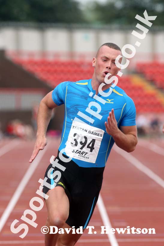 Richard Kilty (Gateshead) 100 metres at the Gateshead Tartan Games Open.